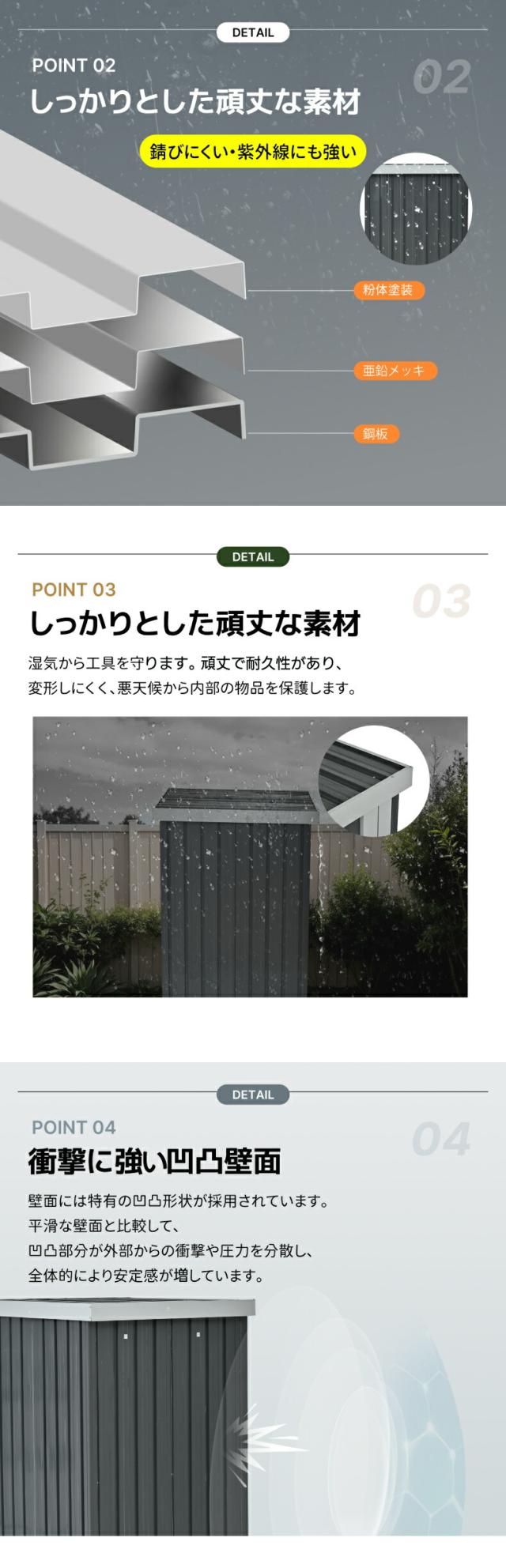 スチール製物置 収納イメージ 防錆加工