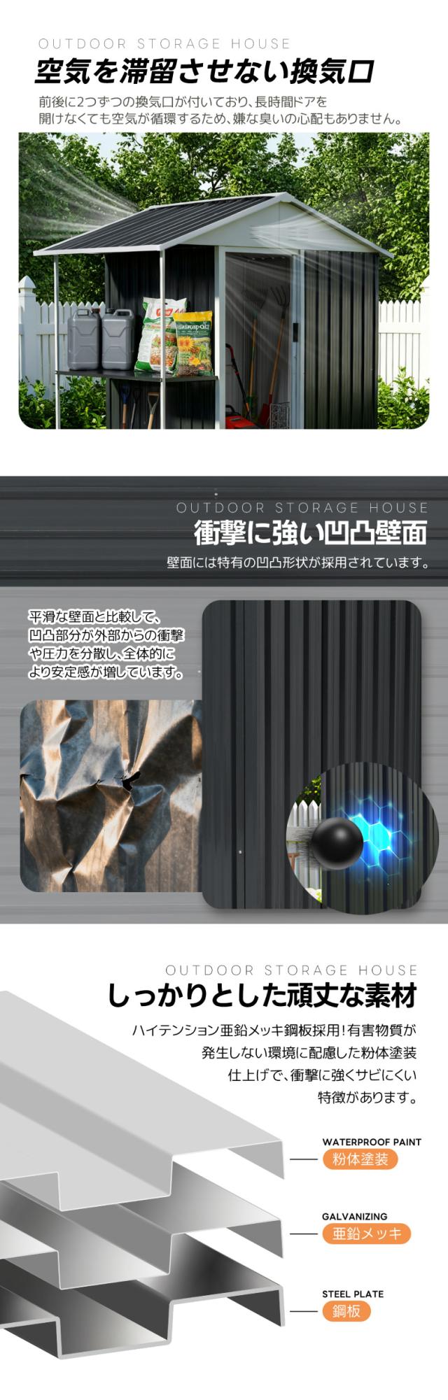 屋外設置対応 スチール物置 収納イメージ