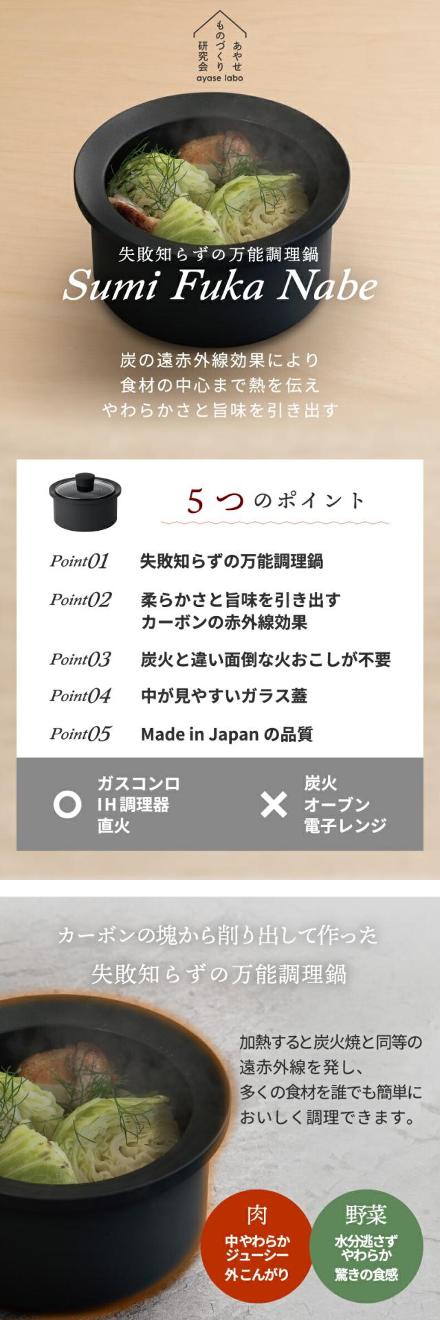 Sumi Fuka Nabe スミフカナベ 炭 深鍋 鍋 ポット 日本製