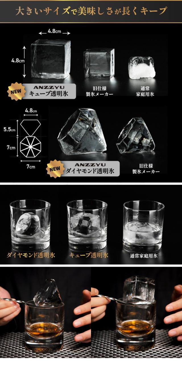 キューブ型&ダイヤモンド型で家飲みがより楽しめるANZZYU透明氷メーカー