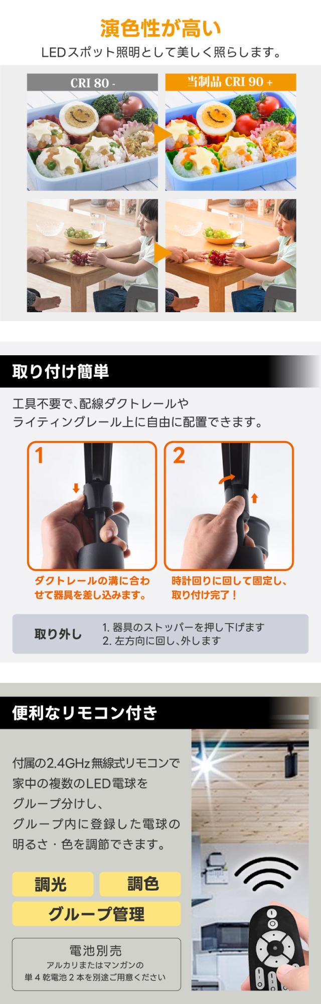 LEDダクトレール用スポットライト 4個セット 60W相当