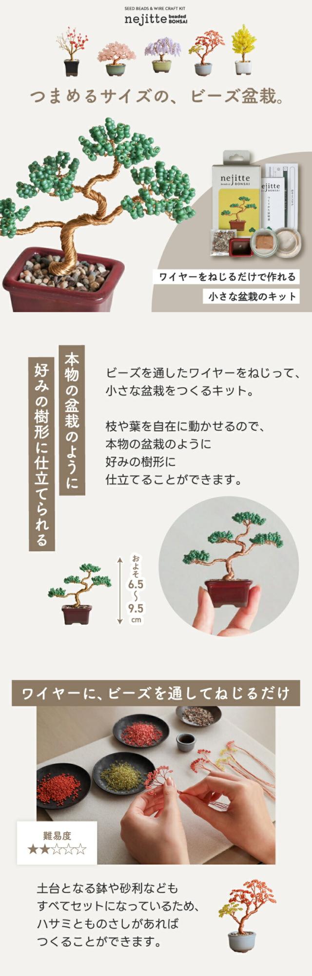 ワイヤーをねじるだけで作れる小さな盆栽のキット