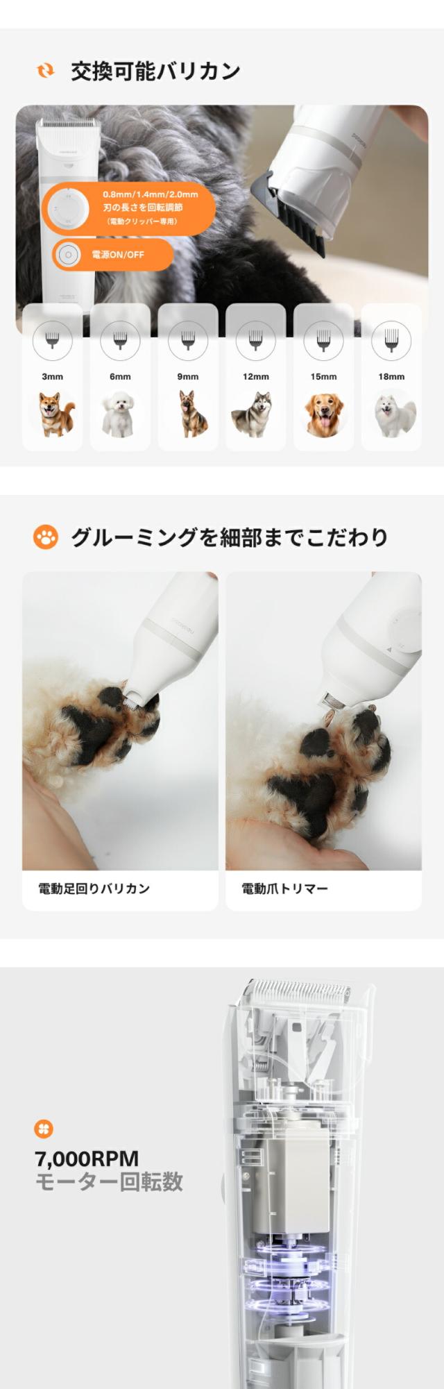 自宅でサロン級のペットケア 犬 猫 トリミング ブラッシング 吸引式ペットグルーマー