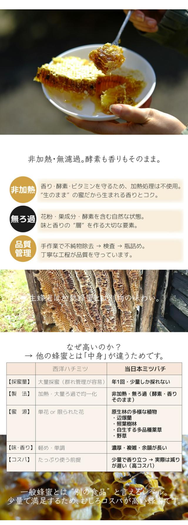 希少な日本ミツバチ蜂蜜 濃厚な琥珀色