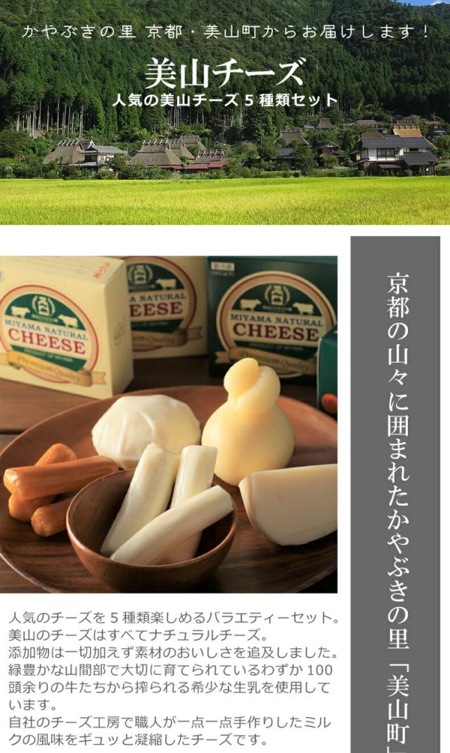 京都・かやぶき屋根の里美山町 美山チーズ人気の5種類セット（モッツァレラ・ストリング・燻しストリング・カチョカバロ・ゴーダ）