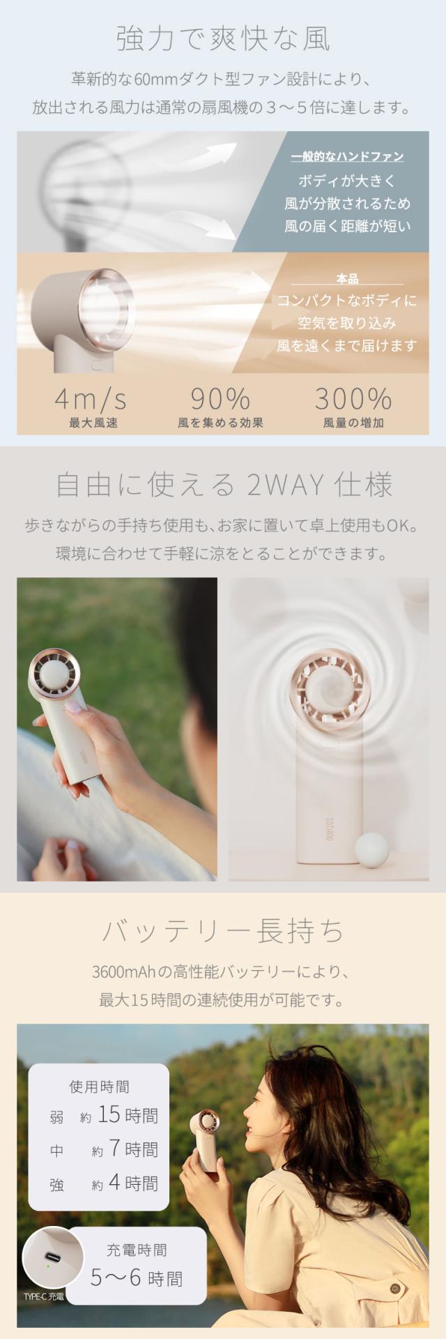 パワフルな風を送る手のひらサイズのハンディファン