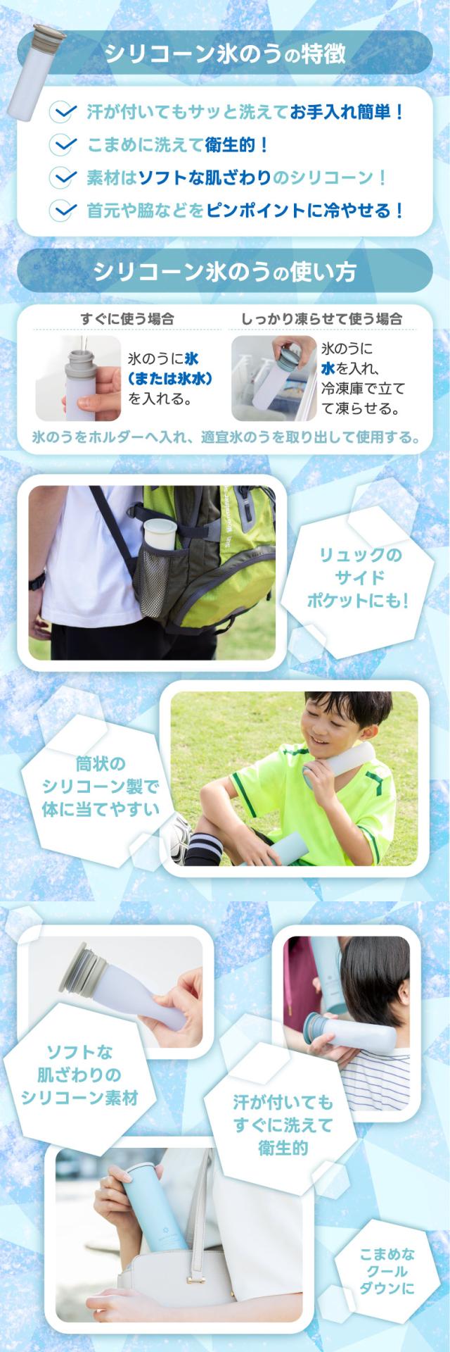 氷が長持ちする氷のう 魔法瓶構造 アイスバッグ 冷却グッズ Peacock