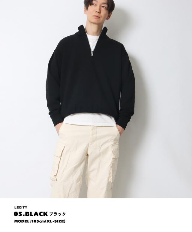 ハーフジップスウェット