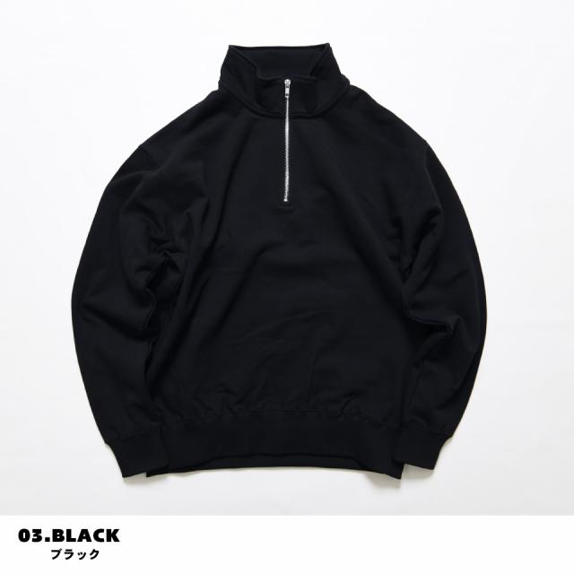 ハーフジップスウェット