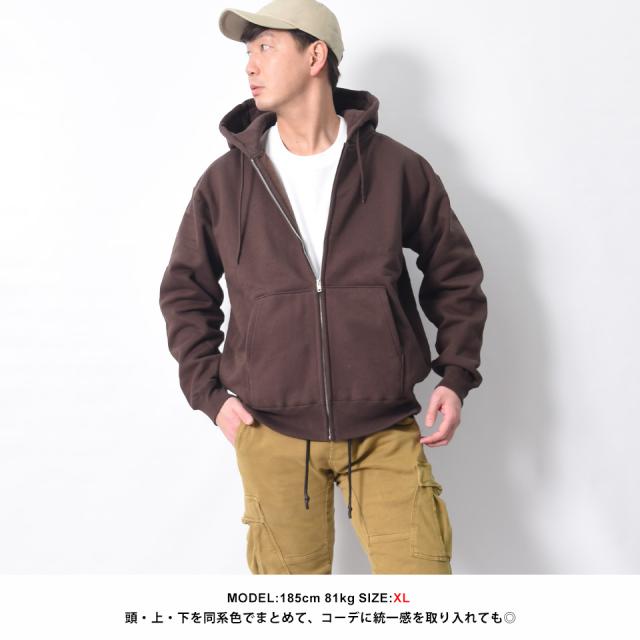 超厚手のジップパーカー
