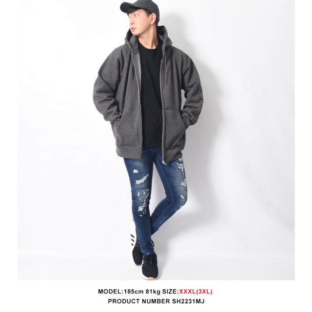 超厚手のジップパーカー