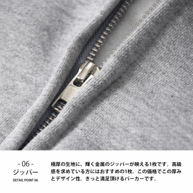 超厚手のジップパーカーの詳細