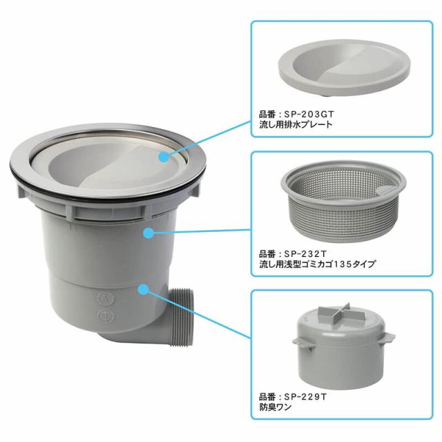 キッチン排水トラップセット横向き排水樹脂ゴミカゴ日本製TRP-YJ取替シンク用排水口