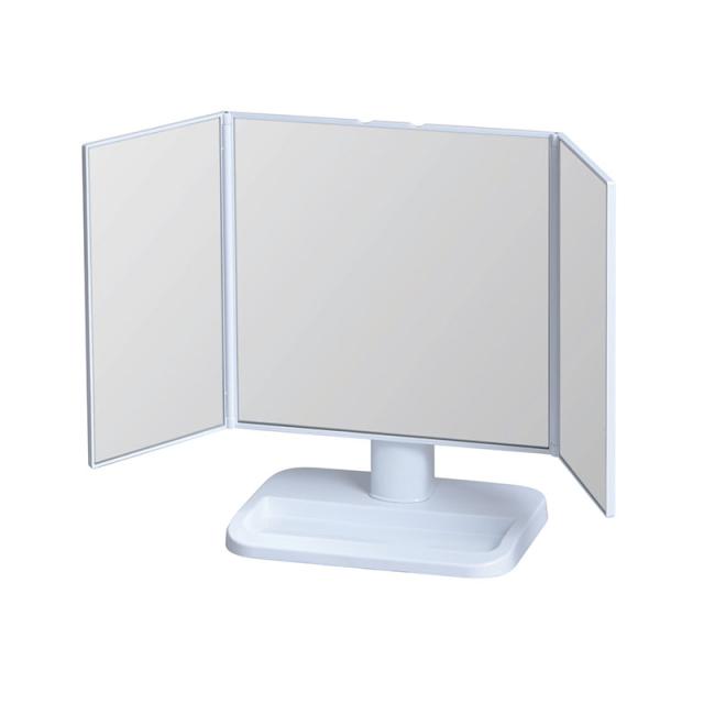 卓上三面鏡L１個ホワイトブラックスタンドミラー角度調節化粧鏡メイクコンパクト