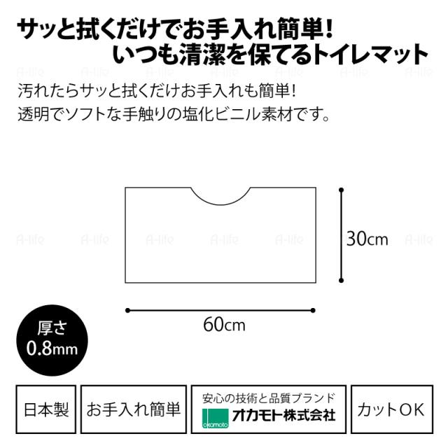 透明トイレマット60cm30cmSサイズ日本製透明マットフロア保護クリアマット