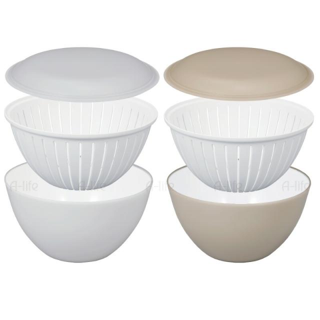 ザルボウルセット電子レンジOKフタ付き３点セット食洗機OK