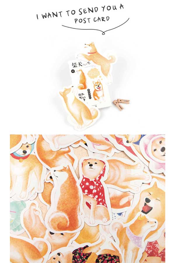 柴犬　ダイカットポストカード