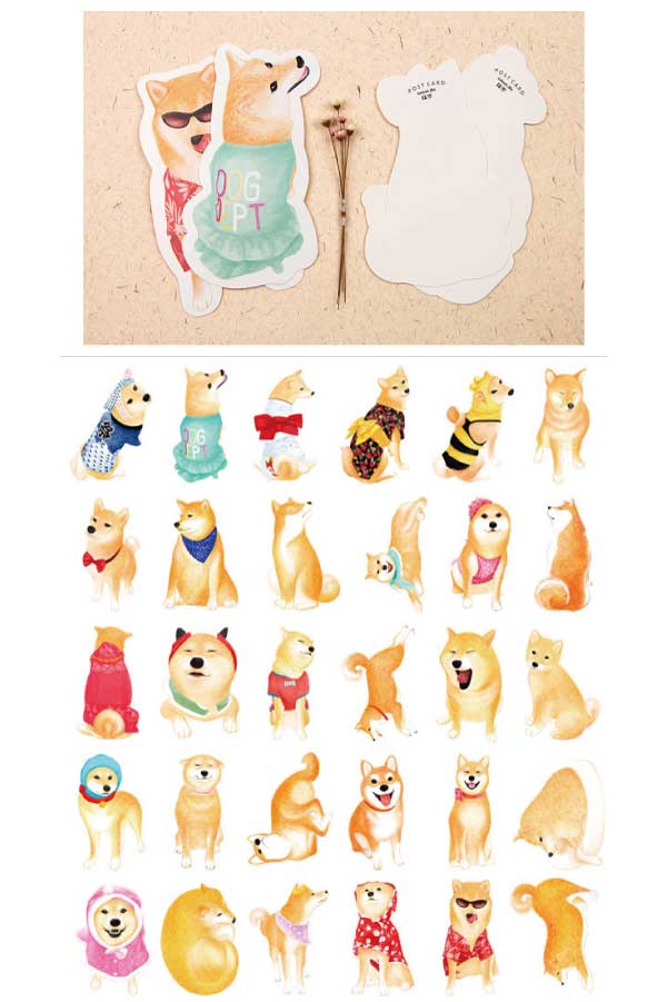 柴犬　ダイカットポストカード