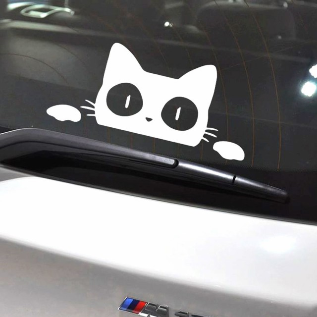 のぞき見 猫 ステッカー シール デカール 車 カー バイク ねこ ネコ