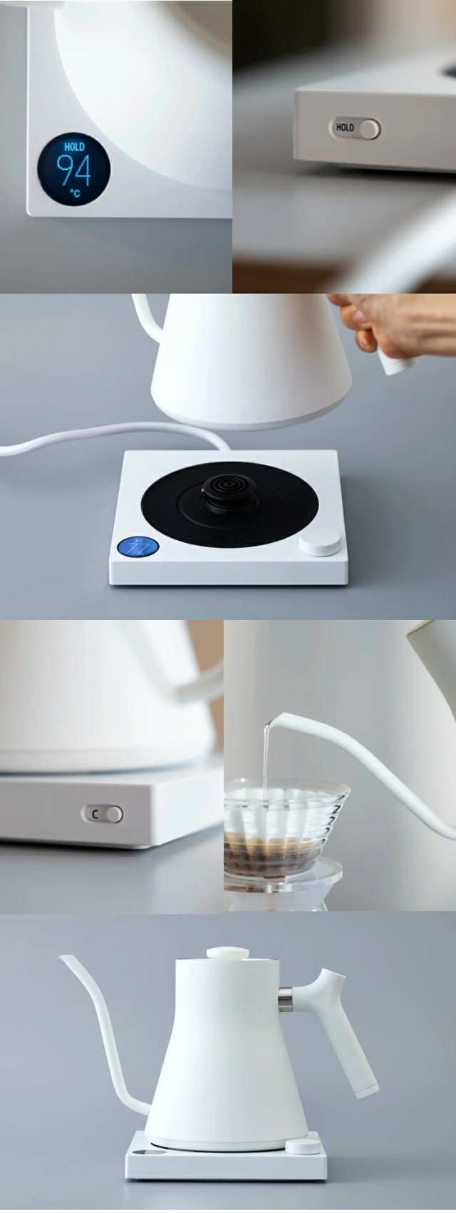 【正規販売店】FELLOW Stagg EKG フェロースタッグ 温度計付き電気ケトル 900ml(0.9L)(ホワイト)　※ブラックはEKGPROに切り替わりました