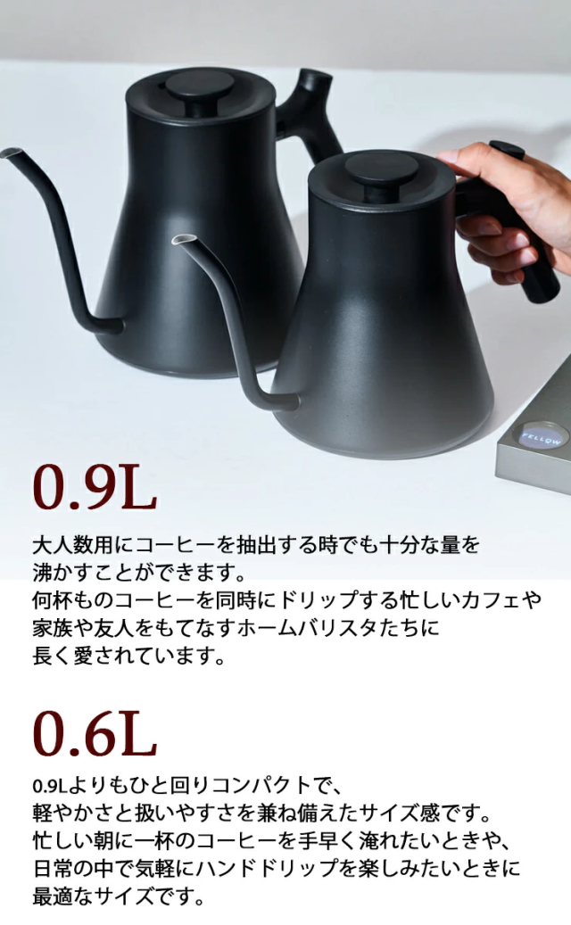 【正規販売店】FELLOW Stagg EKG PRO フェロースタッグ 温度計付き電気ケトル 600ml(0.6L) ブラック