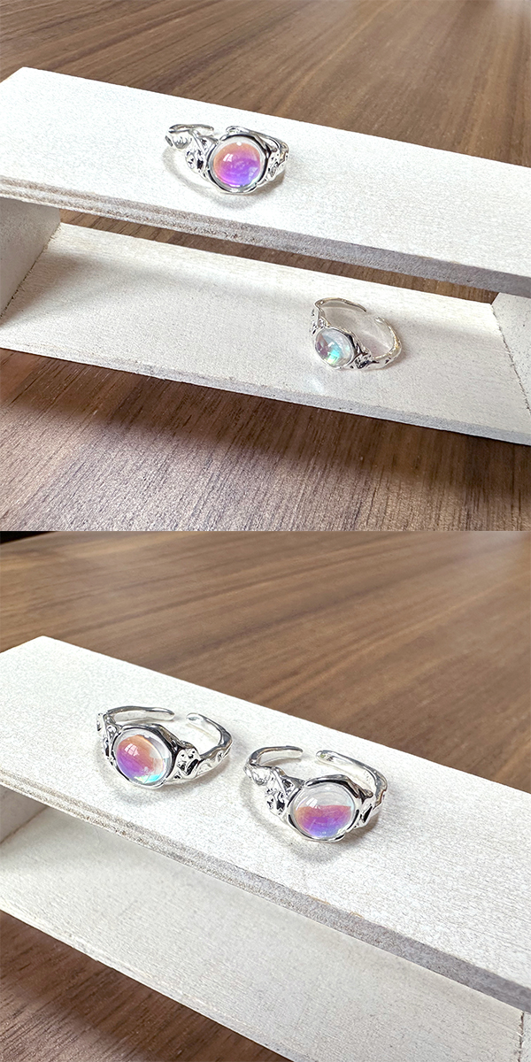 オーロララインストーンリング6