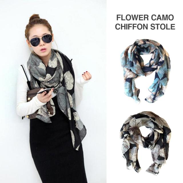 フラワーカモ柄ストール1