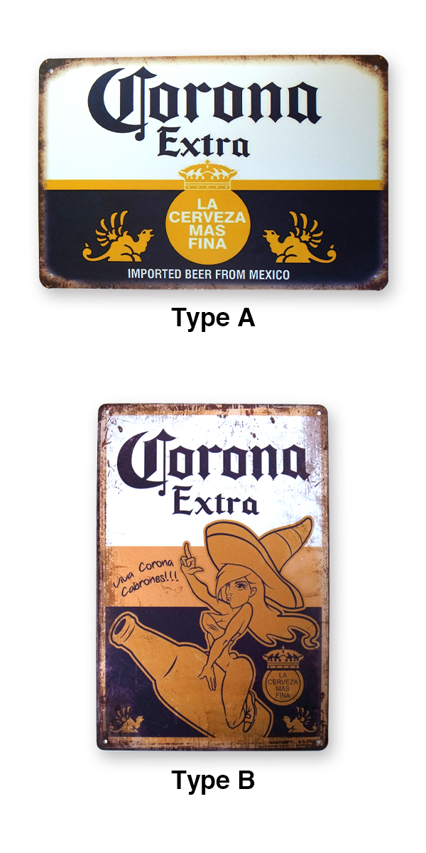 コロナウッド調LEDサイン➕ブリキ看板 コロナ Corona ビール ブリキ看板 20cm×30cm アメリカン雑貨