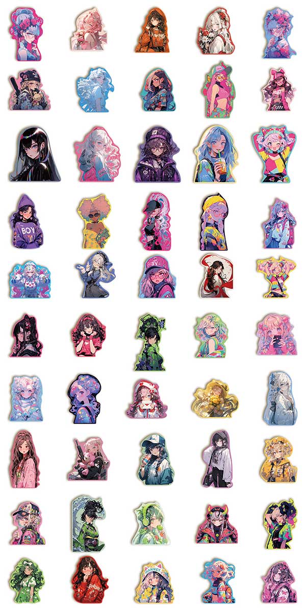 女の子イラスト工ステッカー2