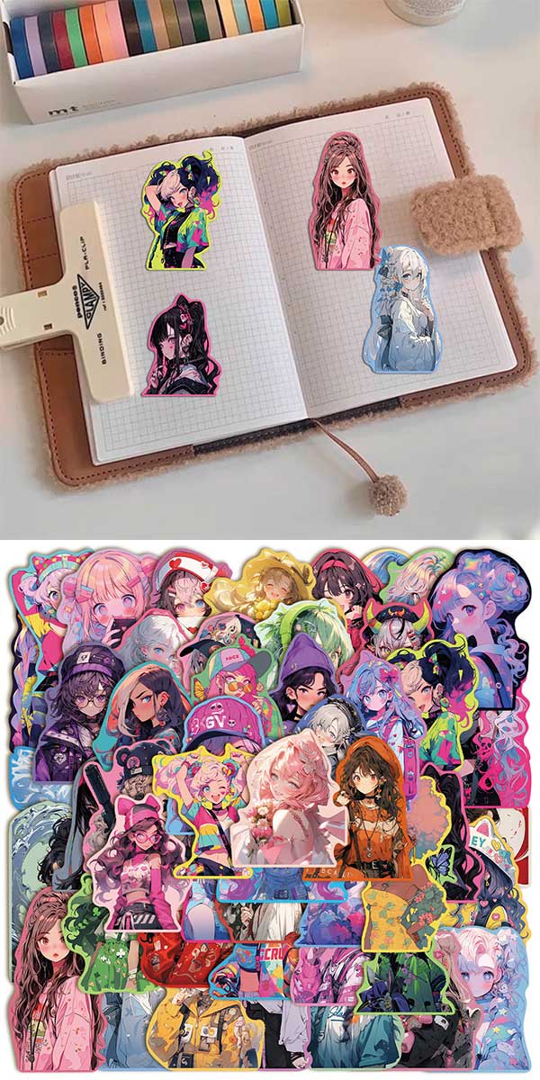  女の子イラスト工ステッカー8