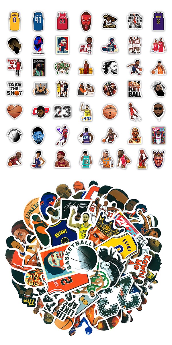NBA バスケットボール ステッカー 50枚セット PVC 防水 シール NBA バスケットボール ステッカー 50枚セット PVC 防水 シール