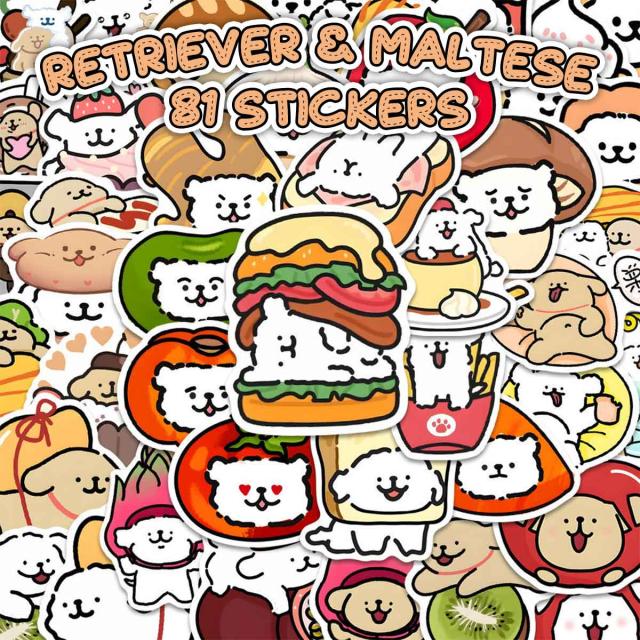  レトリバーとマルチーズ ステッカー1
