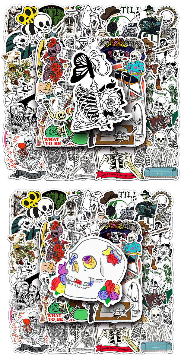 ガイコツ ステッカー 3