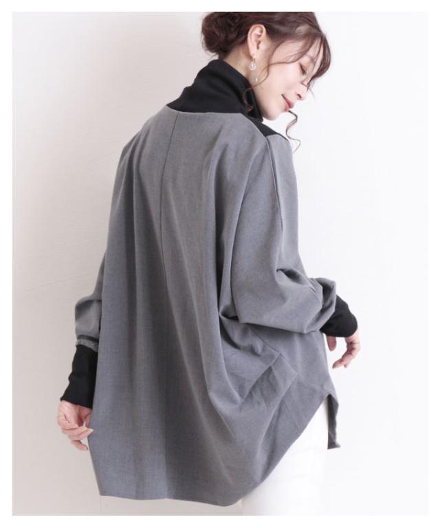 バイカラーの異素材がカッコいいタートルネックのドルマンシャツ【10月26日8時販売新作】