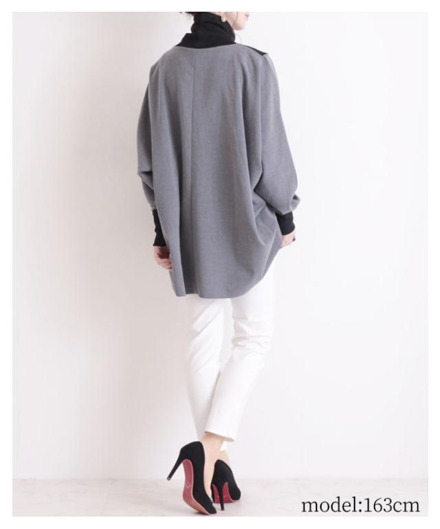 バイカラーの異素材がカッコいいタートルネックのドルマンシャツ【10月26日8時販売新作】