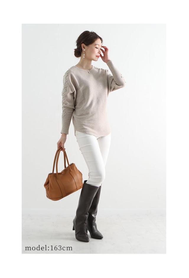 パールレース透けるドルマンスリーブニット【9月18日8時販売新作】