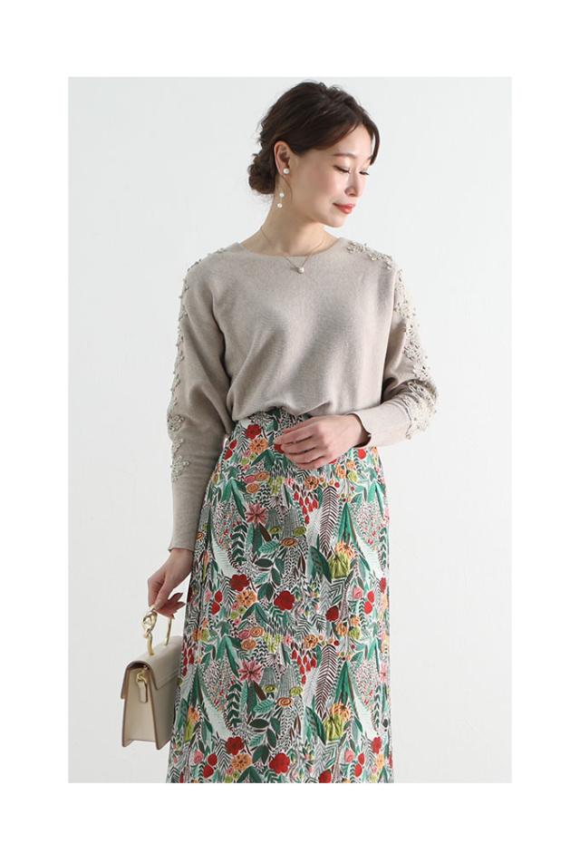 パールレース透けるドルマンスリーブニット【9月18日8時販売新作】