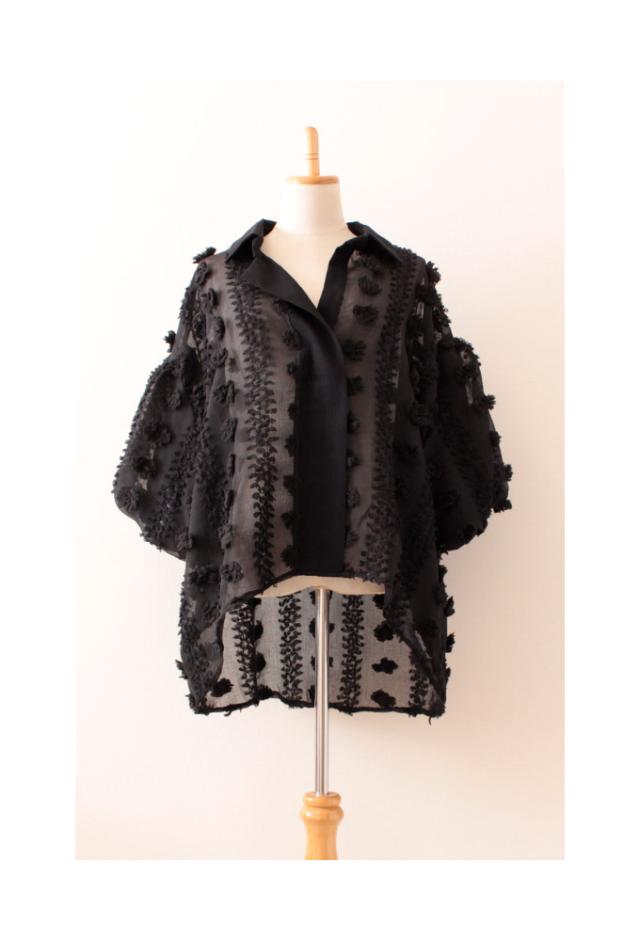 花模様のぽわん袖シースルートップス【7月15日8時販売新作】