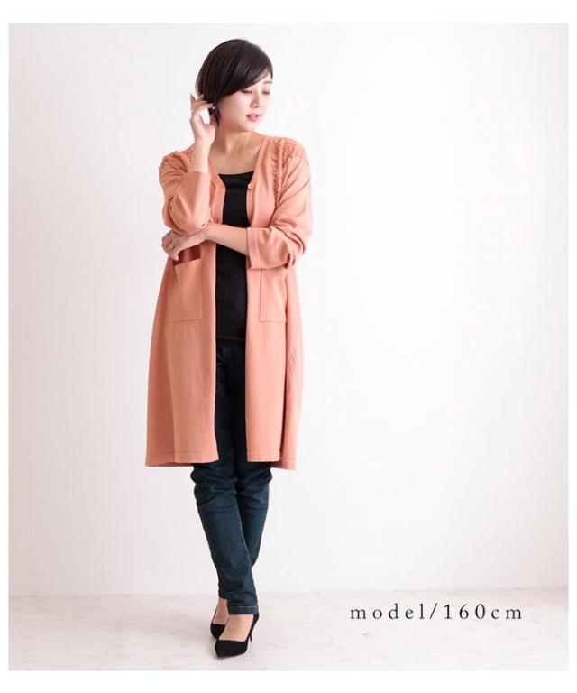 再値下げ 夏新作 後ろ花レースの薄手ロングニットカーディガン ピンク ロング丈 羽織り ロングカーディガン 長袖 ナチュラル エレガント シンプル 安い Www Iacymperu Org