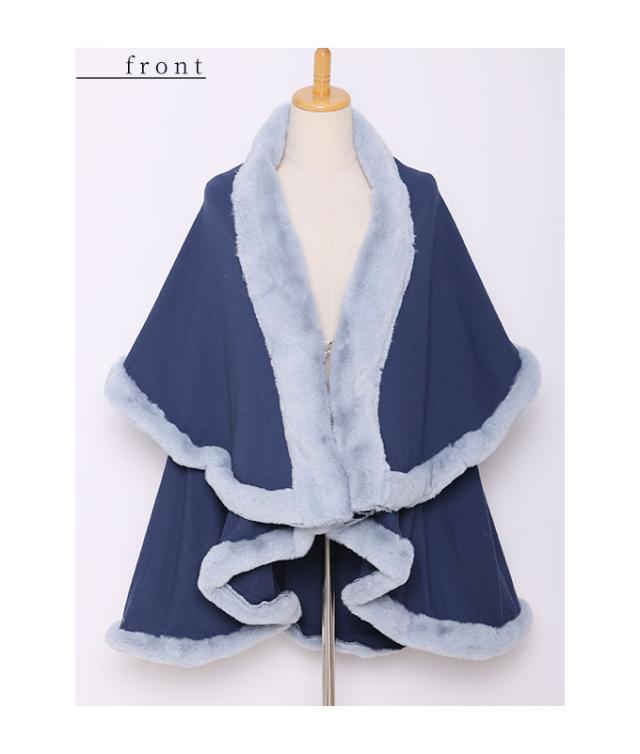 今期美品！】Lemonplet フェイクファーフーデッドポンチョケープ