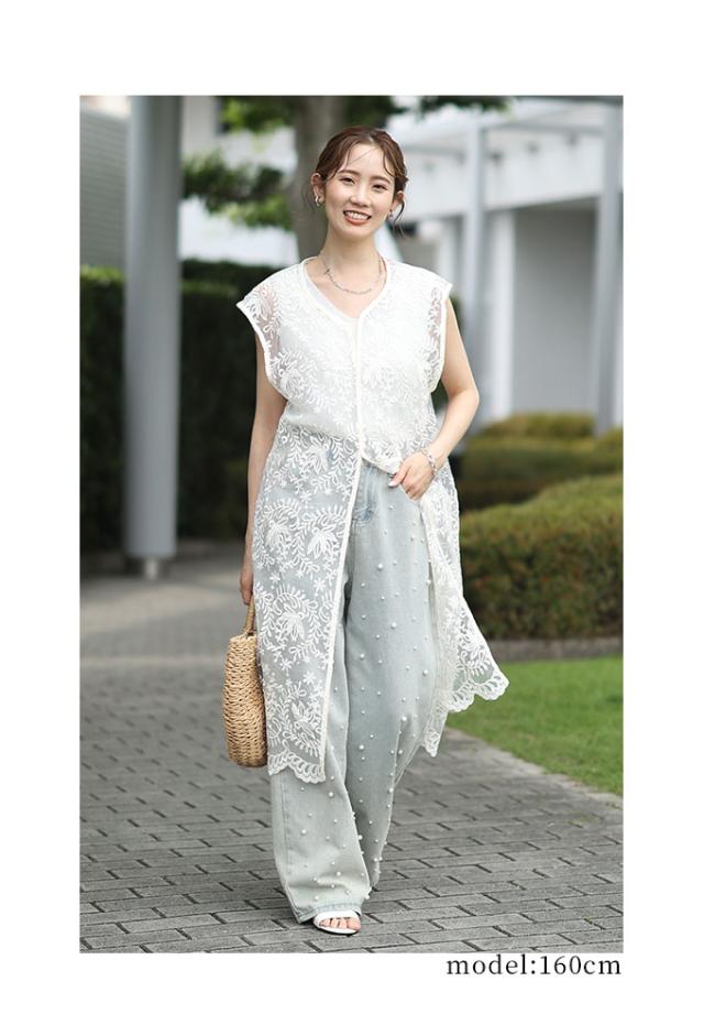 秋新作 重ねておしゃれなフロントスリットレースワンピース レディース