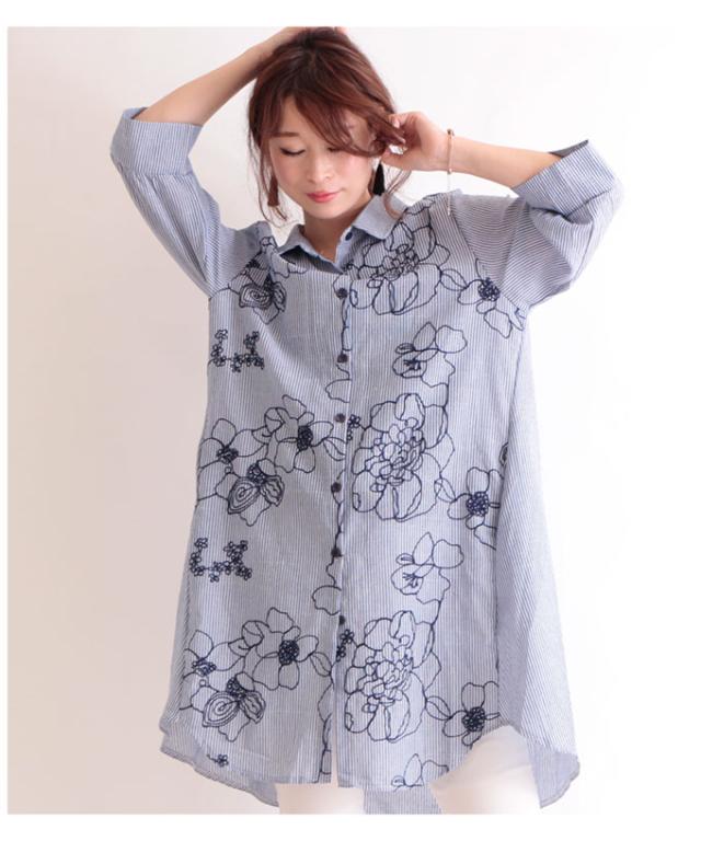 巻き散る花たちロングシャツ【6月19日22時販売新作】