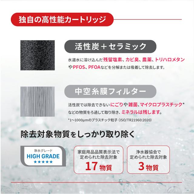 高性能カートリッジによる浄水能力