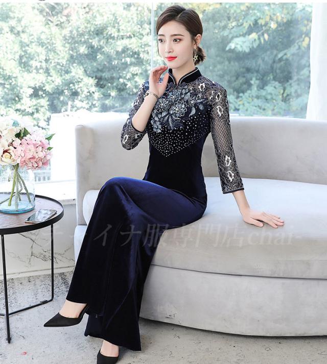 超目玉 チャイナドレス ワンピース レース マキシ丈 ロング 七分袖 チャイナ服 普段着 舞台 衣装 民族 中国風 Zl181 お気にいる Www Endocenter Com Ua