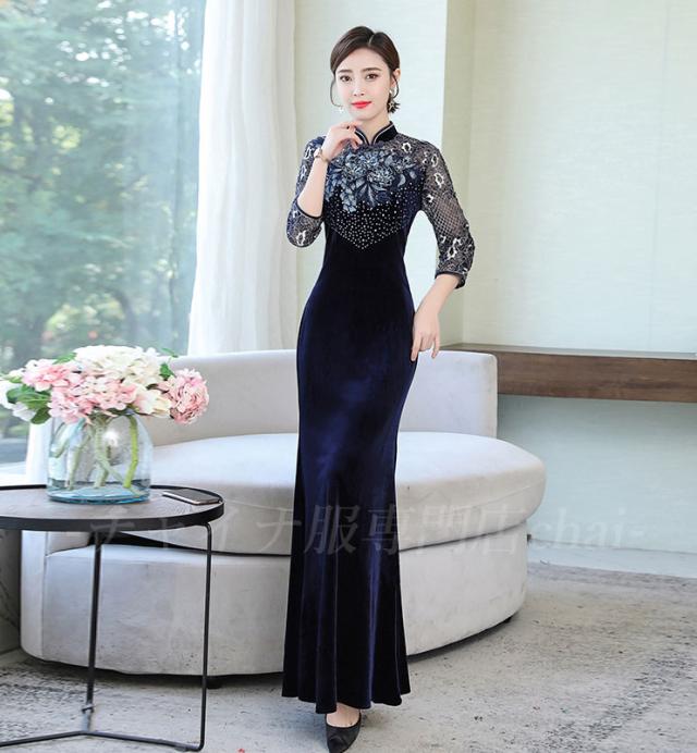 超目玉 チャイナドレス ワンピース レース マキシ丈 ロング 七分袖 チャイナ服 普段着 舞台 衣装 民族 中国風 Zl181 お気にいる Www Endocenter Com Ua