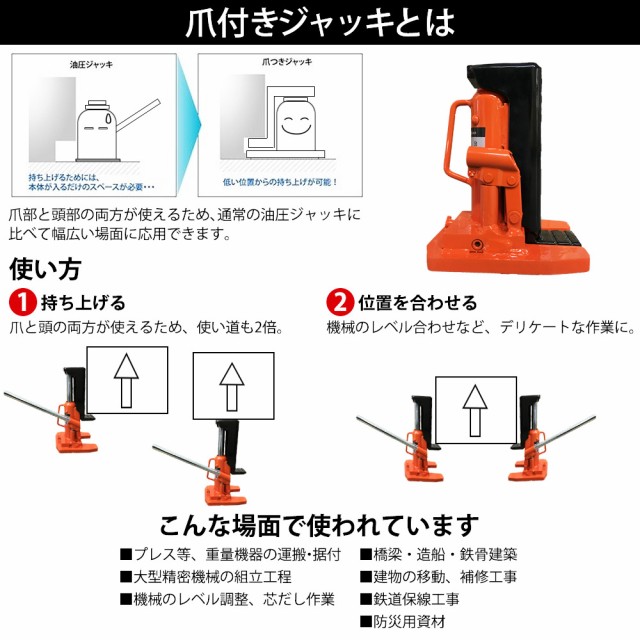 最新改良版 ジャッキ 油圧ジャッキ 爪ジャッキ 2台セット 爪部2.5t