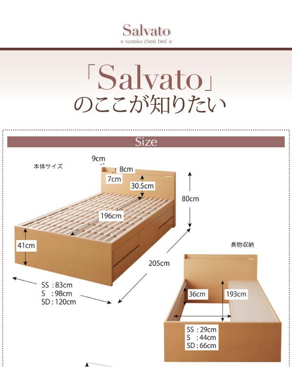 得価新作 ベッド セミダブル 日本製_棚・コンセント付き大容量すのこチェストベッド サルバト お客様組立 セミダブルベッド 送料無料の通販はau PAY マーケット - アスプラ|商品ロットナンバー:32643 最新作定番