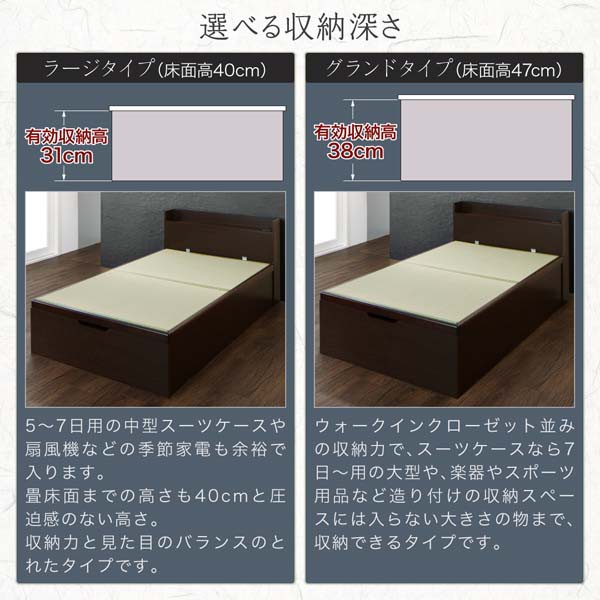 テゴリ ベッド セミダブルベッド 送料無料の通販はau PAY マーケット - アスプラ|商品ロットナンバー:326435260 セミダブル 大容量収納日本製棚付きガス圧式跳ね上げ畳ベッド ユイハ 組立設置付 ︽デスク