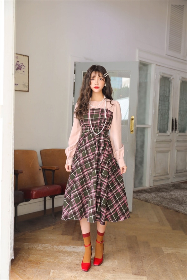 わせると 数量限定 ワンピース レトロ レディース チェック柄 Blue0012 の通販はau Pay マーケット Bonyn 商品ロットナンバー 416 チェック柄 ロング丈 マキシ丈 レイヤード風 ベルトフレア 体型カバー でコーデが