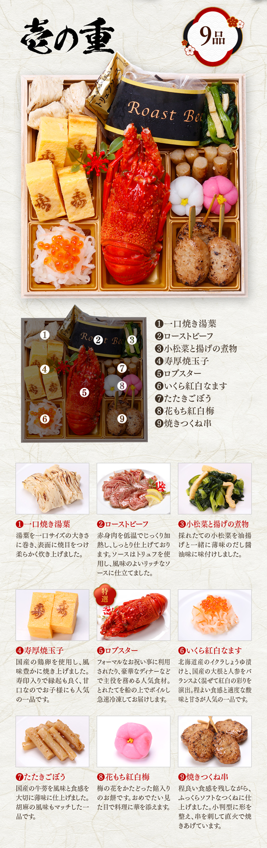 お品書き-壱の重12品